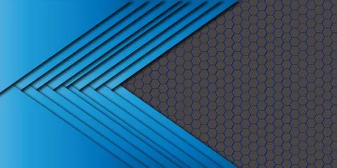 3D rendering of blue triangle shapes against a honeycomb pattern Illustrazione stock