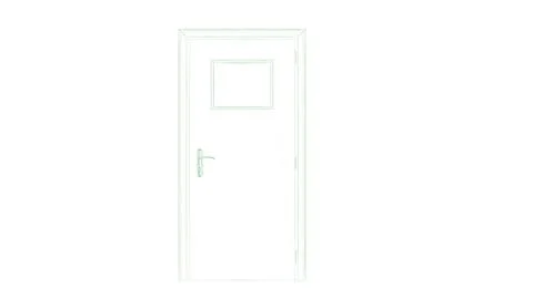 3d rendering of a blueprint door isolated on white Stockillustratie