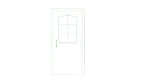 3d rendering of a blueprint door isolated on white Illustrazione stock