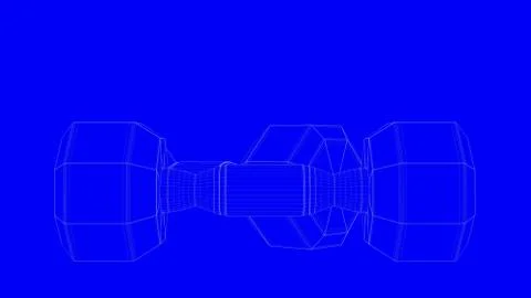 3d rendering of a blueprint gym equipments in white lines on a blue backgroun Stock Illustration