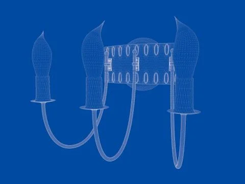 3d rendering of a blueprint lamp light holder isolate on a blue background Stock Illustration