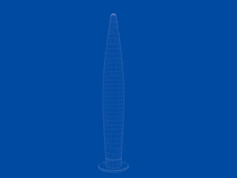 3d rendering of a blueprint lamp light holder isolate on a blue background Stock Illustration