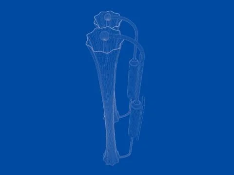 3d rendering of a blueprint lamp light holder isolate on a blue background Stock Illustration