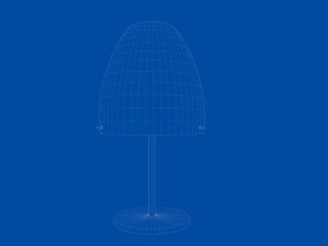 3d rendering of a blueprint lamp light holder isolate on a blue background Stock Illustration