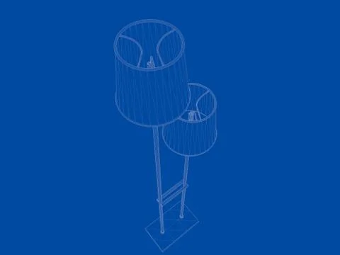 3d rendering of a blueprint lamp light holder isolate on a blue background Stock Illustration