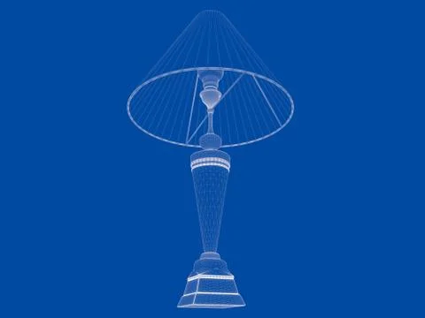 3d rendering of a blueprint lamp light holder isolate on a blue background Stock Illustration