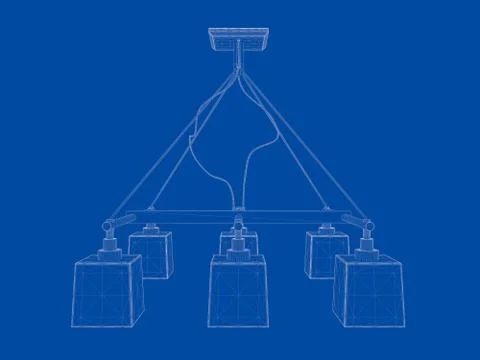 3d rendering of a blueprint lamp light holder isolate on a blue background Stock Illustration