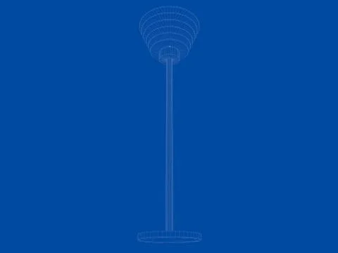 3d rendering of a blueprint lamp light holder isolate on a blue background Stock Illustration