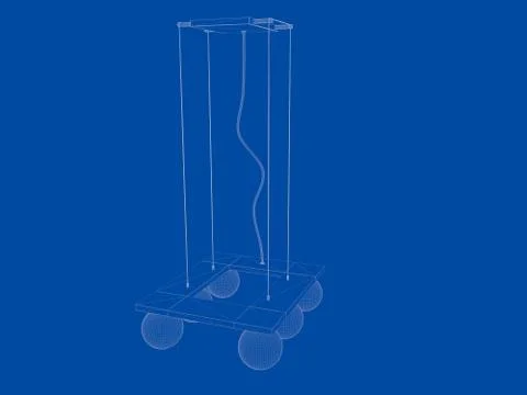 3d rendering of a blueprint lamp light holder isolate on a blue background Stock Illustration