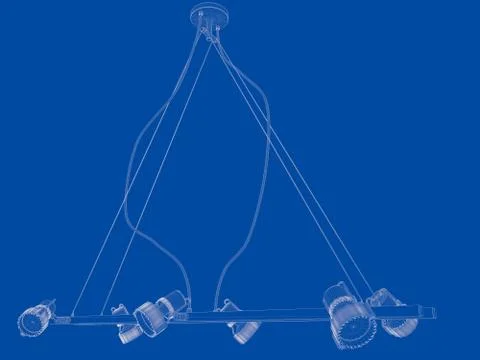 3d rendering of a blueprint lamp light holder isolate on a blue background Stock Illustration