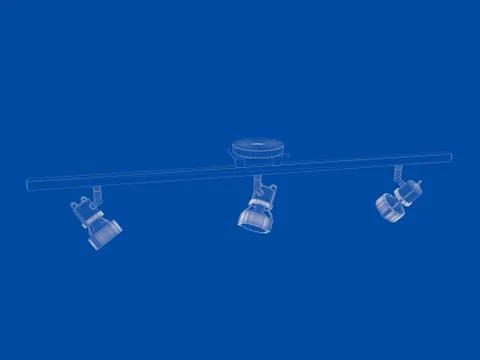 3d rendering of a blueprint lamp light holder isolate on a blue background Stock Illustration