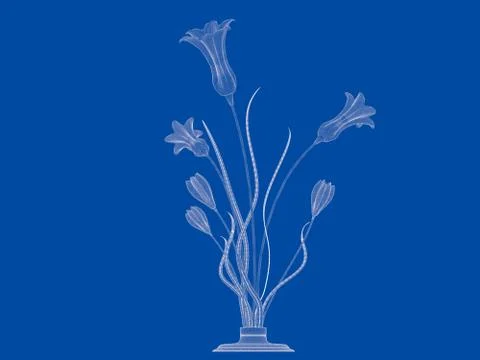 3d rendering of a blueprint lamp light holder isolate on a blue background Stock Illustration