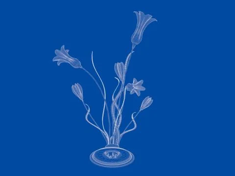 3d rendering of a blueprint lamp light holder isolate on a blue background Stock Illustration