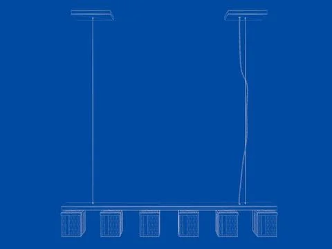 3d rendering of a blueprint lamp light holder isolate on a blue background Stock Illustration