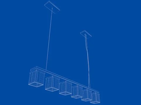 3d rendering of a blueprint lamp light holder isolate on a blue background Stock Illustration