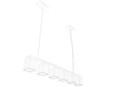 3d rendering of a blueprint lamp light holder isolate on a white background Stock Illustration