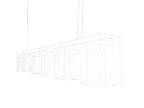 3d rendering of a blueprint lamp light holder isolate on a white background Stock Illustration