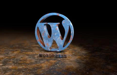 3d rendering of the bluish WordPress Logo Background Design Stock Illustration