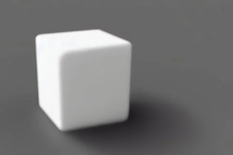 3d rendering of a blurred white cube on a gray background Stock Illustration