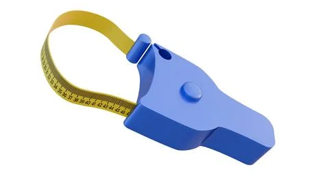 A 3D rendering of a body measuring tape tool with a tape loop Illustrazione stock