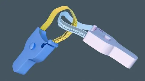A 3D rendering of a body measuring tape tool with a tape loop Stock Illustration