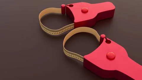 A 3D rendering of a body measuring tape tool with a tape loop Stock Illustration