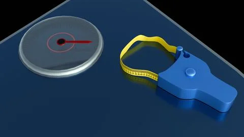 A 3D rendering of body weight with a measuring tape Stock Illustration