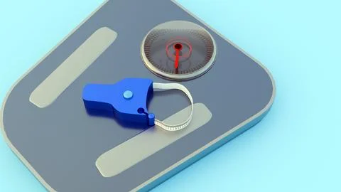 A 3D rendering of body weight with a measuring tape Stock Illustration