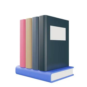 3d rendering of books, 3d icons, pastel minimal cartoon style  isolated Stock Illustration