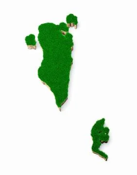 3D rendering of the border of Bahrain from a grass patch on a white isolated Ilustración de archivo