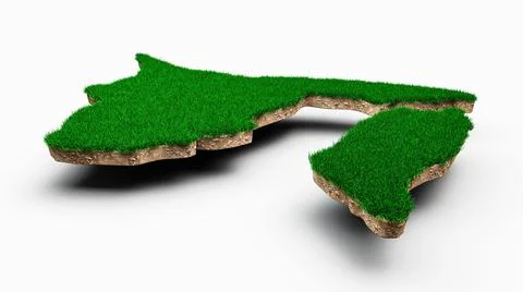 3D rendering of the border of Brunei from a grass patch on a white background Ilustración de archivo