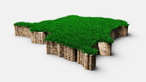 3D rendering of the border of Congo from a grass patch on a white isolated Ilustración de archivo