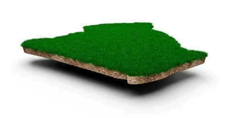 3D rendering of the borderline of Algeria from a grass patch with a white Ilustración de archivo