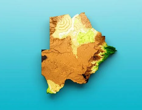 3d rendering of the Botswana map isolated on blue background. イラスト素材