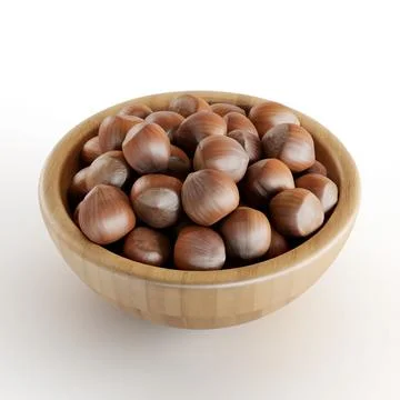 3D rendering of a bowl of chestnuts on a white background Stock Illustration