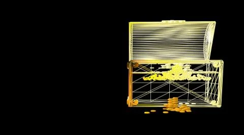 3d rendering of a box wireframe on a black background Illustrazione stock