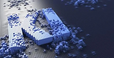 3d rendering of boxes forming the KI letters German word kuenstliche intelligenz Stock Illustration