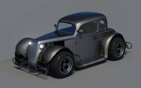 3d rendering of a brand-less generic retro car Stock Illustration