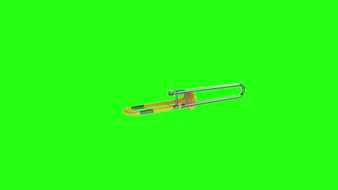 3D rendering of a brass instrument on a bright green background Stock-Footage 285060403