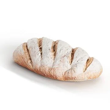 3D rendering of bread against a white background, illuminated by studio lighting Foto stock