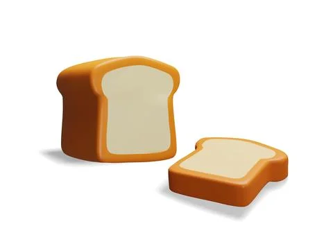 3d rendering bread with crusted slice. Stock Illustration