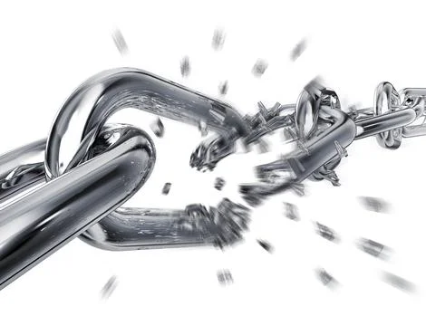 3D rendering of a breaking chain イラスト素材