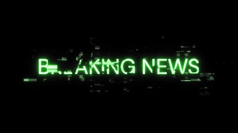 3D rendering breaking news text with screen effects of technological glitches Stock Illustration