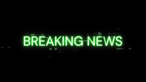 3D rendering breaking news text with screen effects of technological glitches 스톡 일러스트
