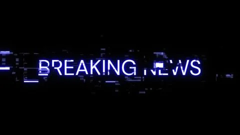 3D rendering breaking news text with screen effects of technological glitches Illustrazione stock