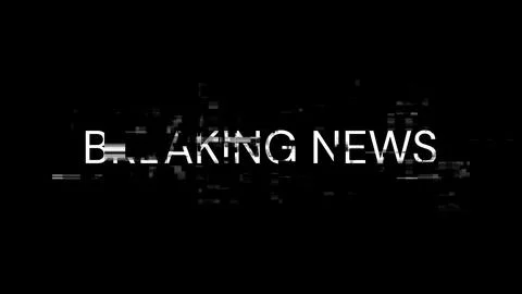 3D rendering breaking news text with screen effects of technological glitches Stock-Illustration
