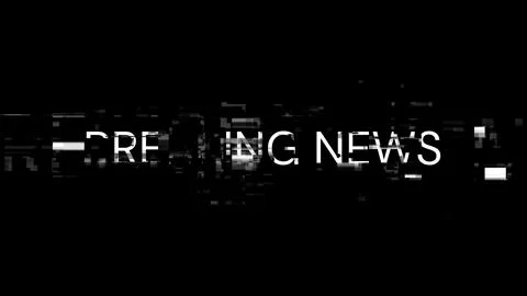 3D rendering breaking news text with screen effects of technological glitches Stock Illustration