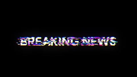 3D rendering breaking news text with screen effects of technological glitches Illustrazione stock