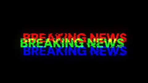 3D rendering breaking news text with screen effects of technological glitches Stock Illustration