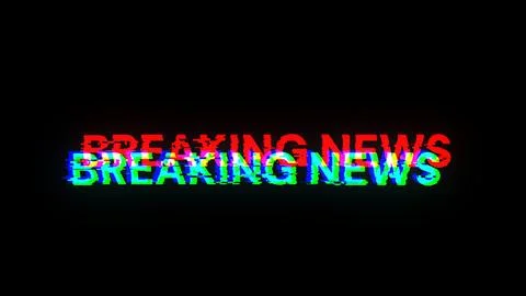 3D rendering breaking news text with screen effects of technological glitches Illustrazione stock